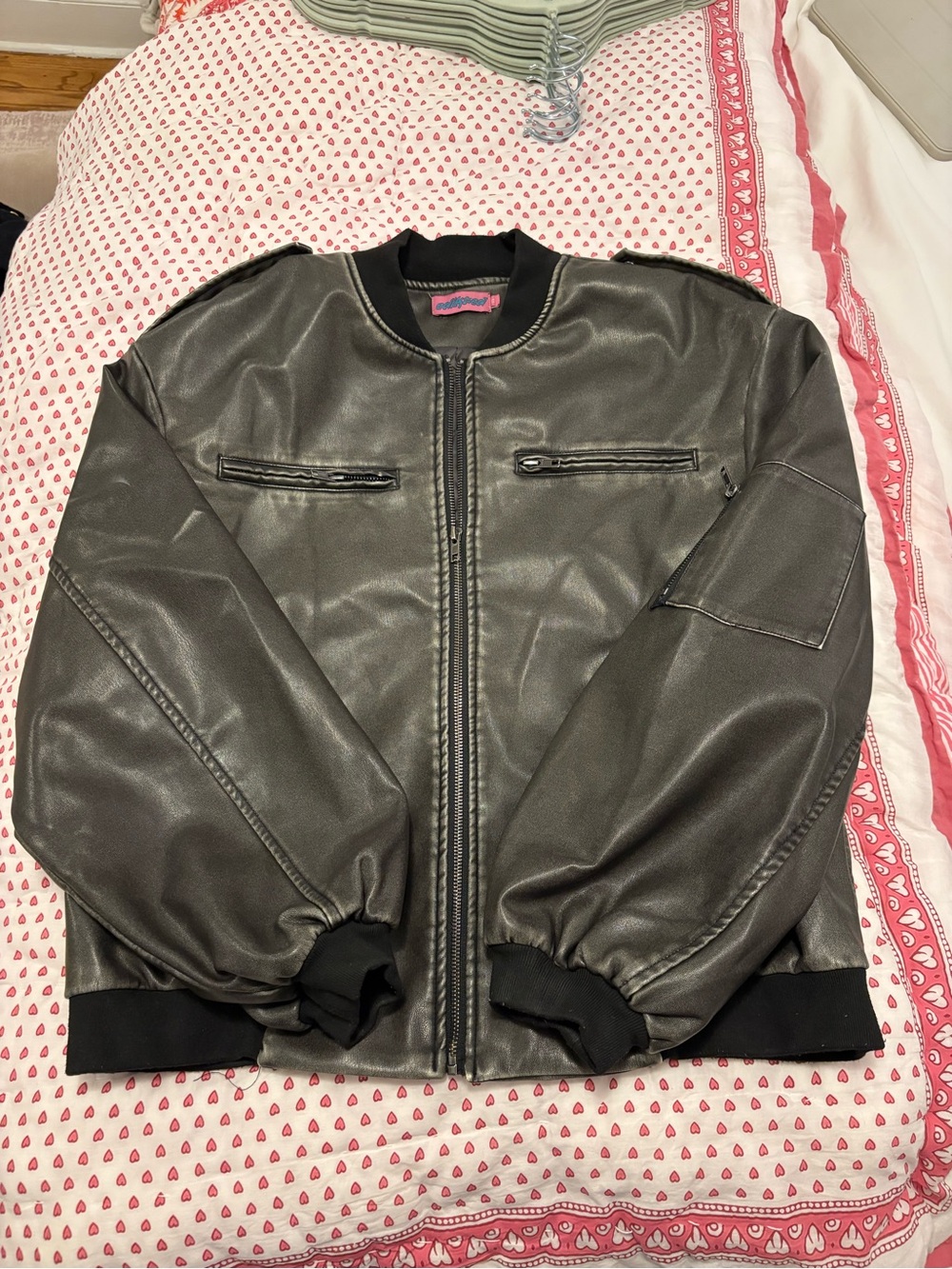 Edikted Leather Bomber Jacket